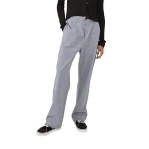 Free People Kate Gingham Pants Navy White 100% Cotton Straight Leg Size Small